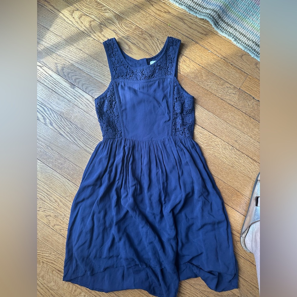 Beautiful never worn girls Ella Moss navy dress with lace pattern top size 12